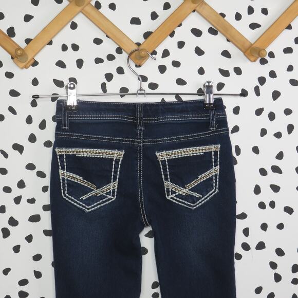 Faded Glory Dark Wash Contrast Stitch Denim Girls Bootcut Jeans - Picture 4 of 6